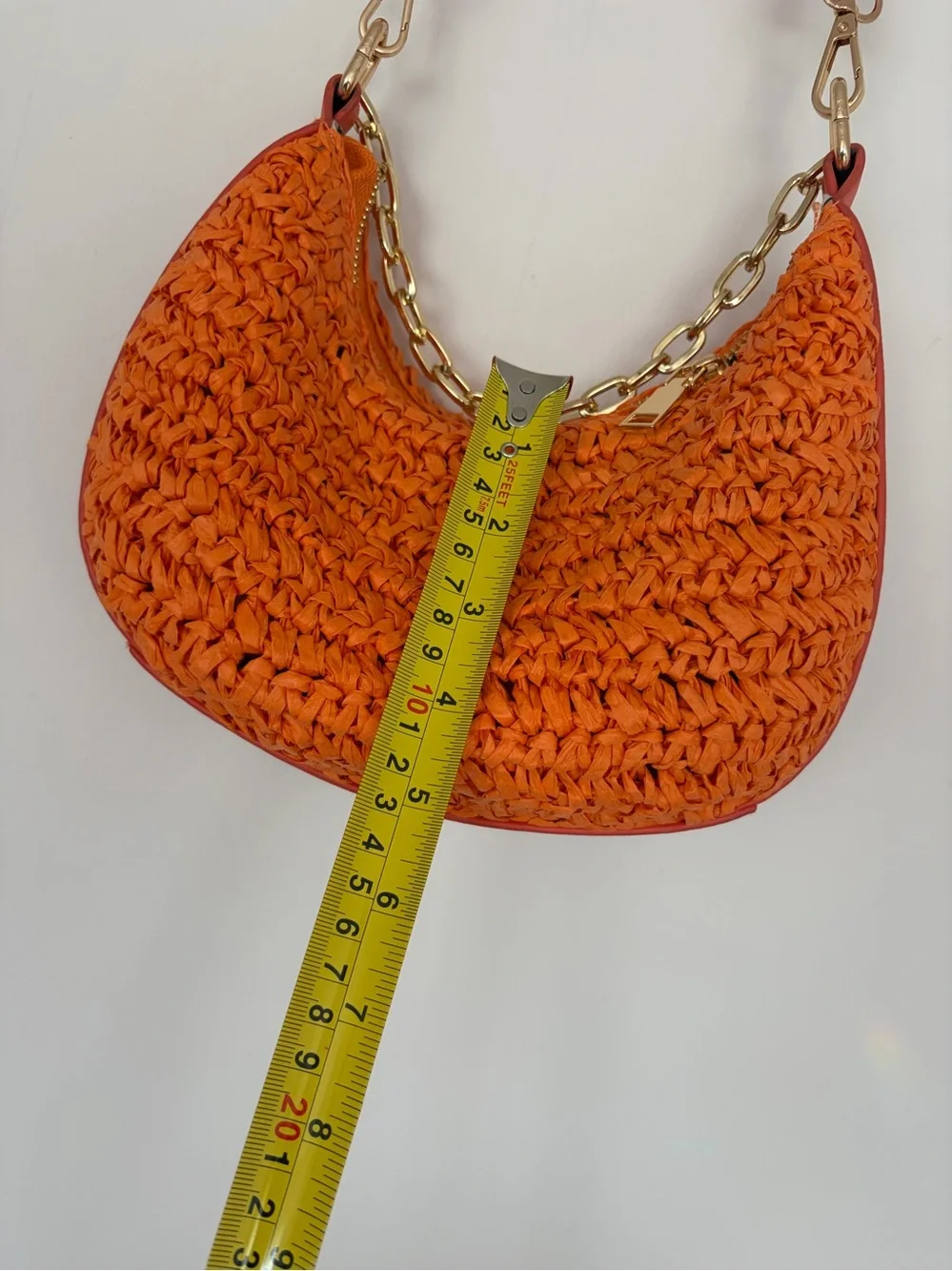 URBAN Orange Woven crossbody Shoulder Bag with Gold Hardware